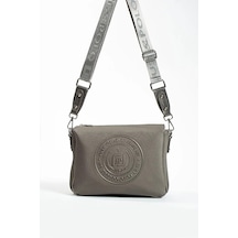 Just Polo Kadın Günlük Kullanıma Uygun Ayarlanabilir Askılı Lakoste Kumaş Şık Omuz Çantası Shopper Gri