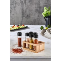 Melik'S Lima 6Lı Baharatlık Seti Ahşap Stantlı Baharat Takımı 6Lı Set