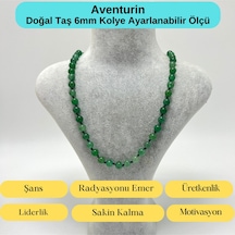 Yıldız Doğal Taş Aventurin Doğal Taş 6 MM Makrome Kolye 45 CM - 55 CM Ayarlanabilir Yeşil