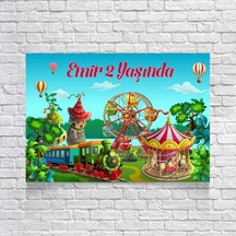 Lunapark Temalı Doğum Günü Afişi 70x100 Cm