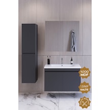 Teta Home Tokyo 65 Cm Mdf Banyo Dolabı Seti + Boy Dolabı Antrasit Antrasit