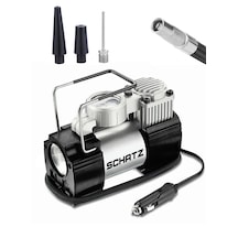 Schatz 12v 150 Psi Işıklı Bakır Sargılı Çakmaklık Girişli Mini Hava Kompresörü 35l Siyah