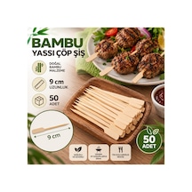 Yassı Çöp Şiş 9 Cm 50 Adet Bambu Şiş - 920923388
