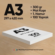İnformal Baskı Kağıdı Premium Kalite A3 300 Gr Mat Kuşe 100 Adet