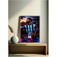 Bordo Mavi Poster Mohamed Salah Ahşap Çerçeveli Tablo Çok Renkli - 919918451 Çok Renkli