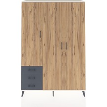 Hyperion Dolap 6 Raflı 3 Çekmeceli Tek Askılı 132x44x195 Aytaşı-çam/antrasit Atlas Çam/antrasıt