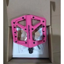 Promend Renkli Platform Pedal Mtb Freeride Kaymaz Rulmanlı Plastik Pedal Ultra Hafif Pembe Renk