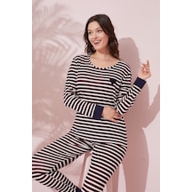 Siyah İnci Pamuklu Örme Pijama Takım 24240156 Çok Renkli