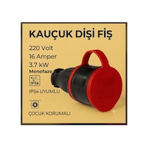 Kauçuk Monofaze Dişi Fiş İp54 Çocuk Korumalı 16a-220volt-3.7kw - 921858029