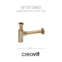 Creavit Lavabo Sifon 33 Cm G1 1/4 - Altın Altın