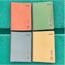 4 Adet A4 120 Yaprak Çizgili Telli Pastel Renkler Plastik Kapak Defter 60gr Beyaz Sayfa Karma Renk Çok Renkli