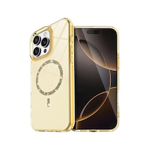 Newface Apple iPhone Uyumlu  15 Pro Max Live Diamond Magsafe Kapak - Sarı