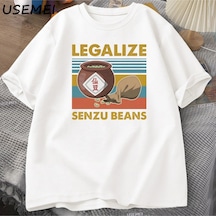 Tarzsokak Senzu Fasulye Terkek Kadın Pamuk Büyük Boy Komik Grafik Tees Yaz Üstleri Vintage Bask 3078 Beyaz