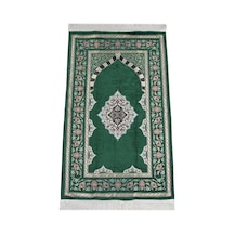 Yeşil Çiçek Motifli Mihraplı Astarlı Şönil Seccade 001