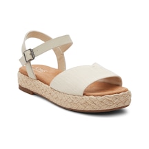 Sandalet Kadın 10020768 Toms Abby Woven/leatherl Natural Slubby Krem