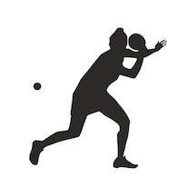 Tenis Oynayan Kadın Folyo Sticker 20cm Uzunluk Siyah