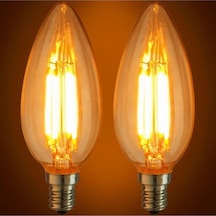 6 Adet E14 Ince Duy Buji Mum Amber Renk 4 Watt Rustik Led Ampul E