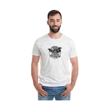 Viking Mitolojisi Odin Raven Baskılı Beyaz Erkek Tshirt