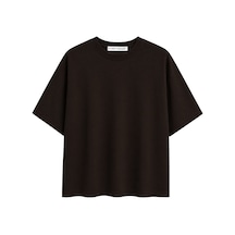 Mixray 2101 Kadın Bisiklet Yaka Soft Oversize Basic Modal T-shirt Kahve Kahverengi