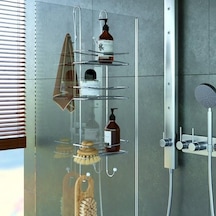 Geseus 3 Katlı Asmalı Banyo Duşakabin Duş Rafı Krom Bkk066 Çok Renkli
