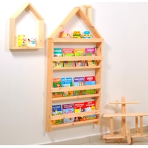 Çocuk Odası Eğitici Montessori Kitaplık Mobilya 4lü Raf Duvar Raf