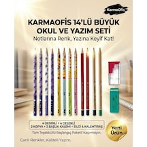 14 Lü Yazım Seti Set 8 Renkli Kalem Seti, Silgi + Kalemtıraş, Okul & Ofis İçin Çok Renkli