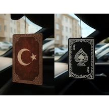Türk Bayrağı Ve Maça As - İkili Oto Kokusu - Dekoratif Araç Kokusu Ve Aksesuarı