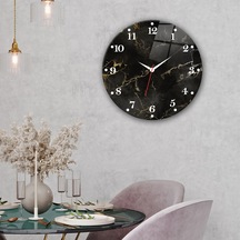 Decorita Cam Saat | Black Marble | Çap40cm Çok Renkli