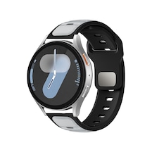 Samsung Uyumlu Galaxy Watch 46mm Mtr Krd-135 22mm Silikon Kordon Strap Kayış - Gümüş-siyah