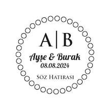 Halkalı Çerçeveli Yuvarlak Mühür Kına Nişan Düğün 3x3 Cm Özel Etiket / 50 Adet Sticker Beyaz