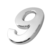 Yapışkanlı Kapı Numarası Küçük Boy 50 Mm 5 Cm Numara 9 Rakam Dokuz Sayı Krom Renk Numaralar 1 Adet Diğer