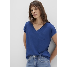 Mavi - Cepli Lacivert Basic Tişört 1600961-30808 (488529942) Mavi