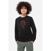 Tshirthane Horde Baskılı Unisex Çocuk Siyah Sweatshirt Siyah