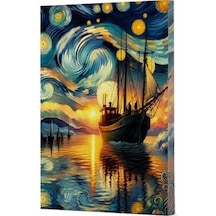 Van Gogh 2 Gemi Çizgili Defter Yan Baskılı Siyah