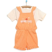Hellobaby Basic Fırfırlı Beli Büzgülü Salopet-Tshirt Kız Bebek
