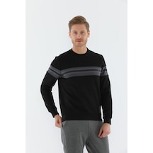 Maraton Sportswear Regular Erkek Bisiklet Yaka Uzun Kol Basic Siyah Sweatshirt 20198-siyah