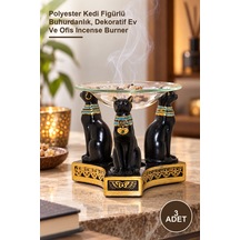 3 Adet Mısır Kedisi Buhurdanlık Polyester Kedi Figürlü Buhurdanlık, Dekoratif Ev Ve Ofis Incense Burner 1