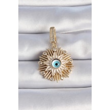 Pirinç Gold Renk Nazar Boncuklu Saçaklı Yıldız Figür Ajda Charm Altın