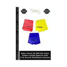 Delux Serisi Ce-500 Set Latex Plates Lastiği Egzersiz Seti 3'lü Kuvvet Kondisyon Çalışma Çok Renkli