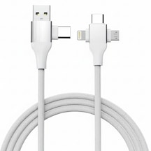 6023 Usb Type-c 5'i 1 Arada Çoklu Hızlı Şarj Kablosu Lightning Micro Usb 1m