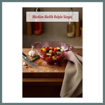 Bezos 23,5 X 30 Cm Mürdüm Akrilik Kulplu Süzgeç Salata Ve Makarna Süzme Kabı Ventra