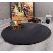 My Evilla Dekoratif Tavşan Tüyü Ultra Yumuşak Peluş Yuvarlak Halı 001