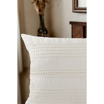 Asdiva Buldan Dokuma Bohem Tasarım%100 Pamuklu 45x45cm Kırlent Kılıfı Krem Krem Açık Ayışığı Siyah