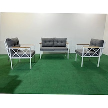 2+1+1 Beyaz Profil Balkon-bahçe-kafe- Çay Seti-koltuk Takımı-oturma Grubu-ofis Koltuğu Gri