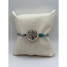 Arnes Jewelry Çelik Silver Yaşam Ağacı Kelepçe Bileklik