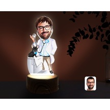 Kişiye Özel Erkek Veteriner Hekim Karikatürlü Dekoratif 3D Biblo Çok Renkli