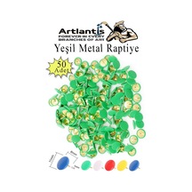 Yeşil Raptiye 50 Adet 1 Paket Renkli Pvc Kaplı Başlıklı Raptiye Plastik Yuvarlak Düğmeli Raptiye Pano Okul Ofis Büro Ev