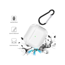 Airpods Pro 2 İle Uyumlu Şeffaf Silikon Kılıf Tam Koruma Kancalı Anahtarlık Delikli Apple Airpods Pro 2 İle Uyumlu Şeffaf Silikon Kılıf