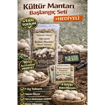 Kültür Mantarı Başlangıç Seti 1 Kg Tohum + Nem Ölçer + 10 Lt Activator 4 Sayfa Klavuz Hediyeli
