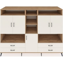 Kronos Dolap 12 Raflı 4 Çekmeceli 5 Kapaklı 220x59x163 Çam-aytaşı Çam-aytaşı